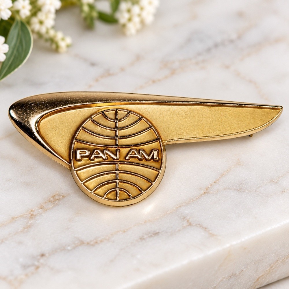 Vintage Pan Am Airlines Balfour LGB 1/10 10K Gold Filled Wings Lapel Pin